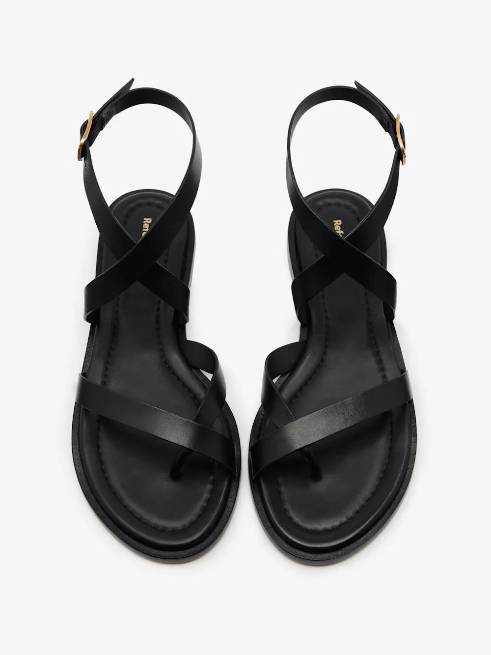 Jane flare sandal - Black Leather Cross-Strap